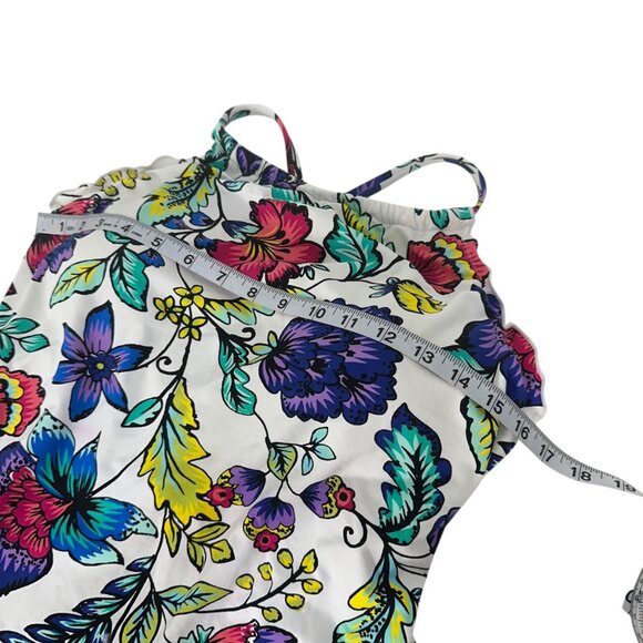 24th& Ocean Women Floral Tankini Top With Built-In Bra SZ L Spandex Multicolor - Picture 6 of 10